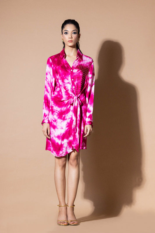 Magenta Wee Hour Wrap Dress