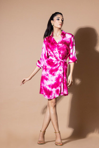 Magenta Wee Hour Wrap Dress