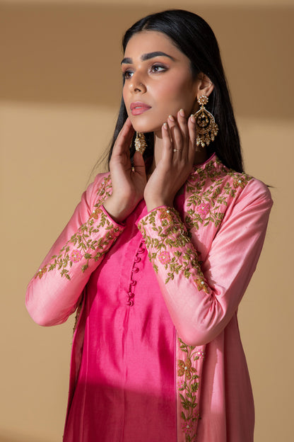 Classic Chanderi with Embroidered Jacket Set