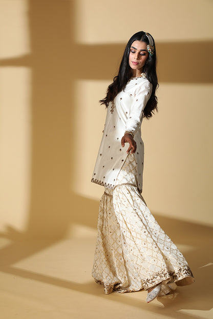 Ivory Brocade Gharara Set 