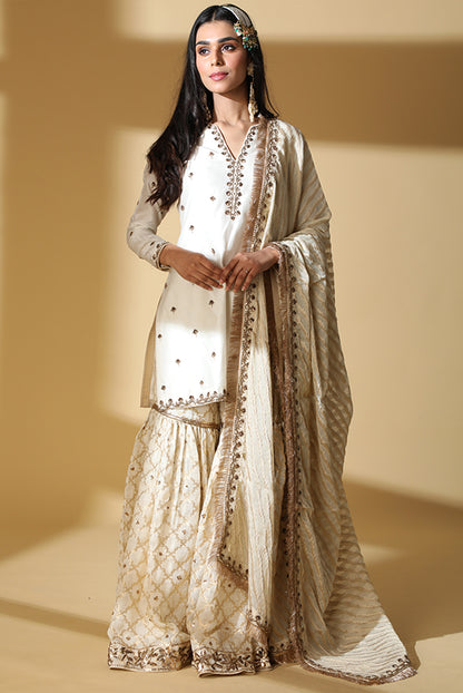 Ivory Brocade Gharara Set 