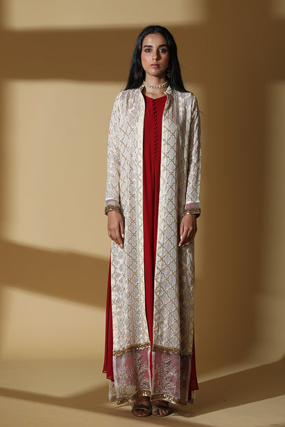 Georgette Angrakha with Brocade Jacket Set