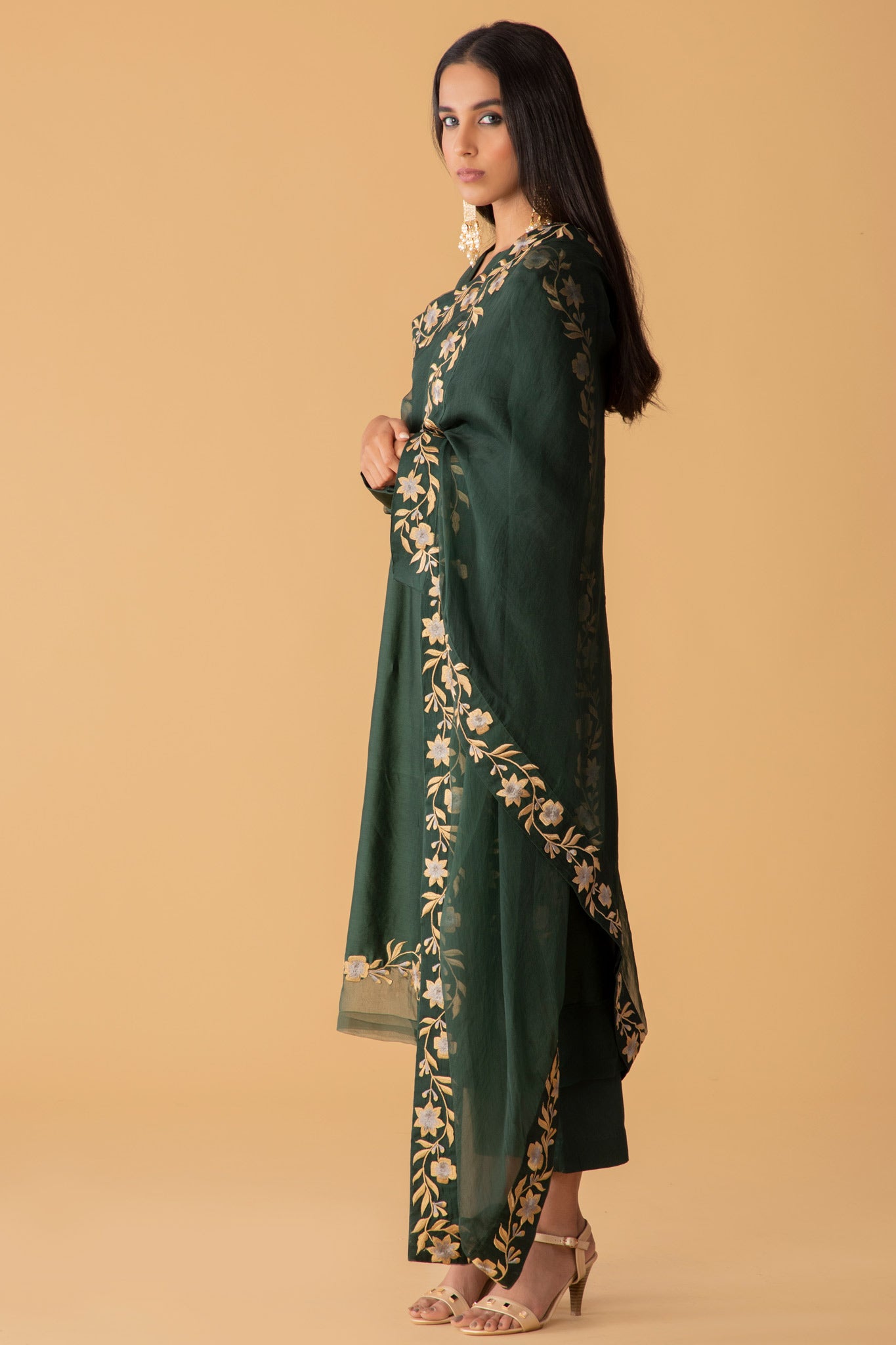 Twilight Emerald Chanderi Set