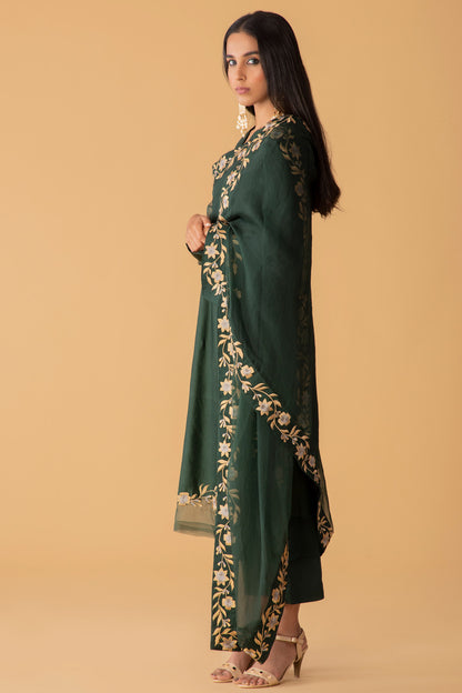 Twilight Emerald Chanderi Set