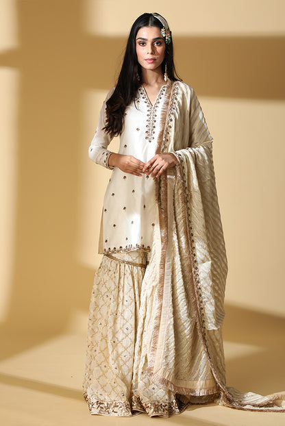 Ivory Brocade Gharara Set 