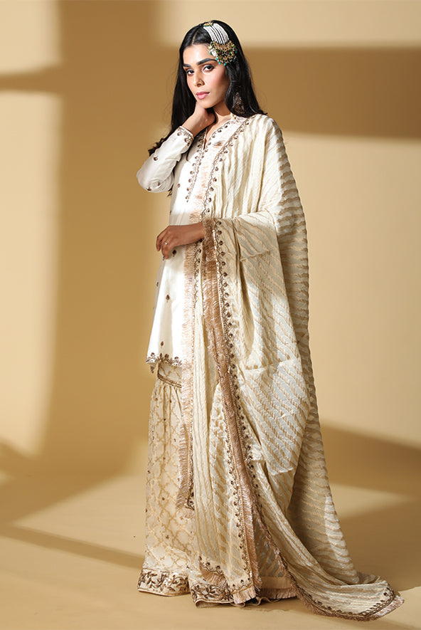 Ivory Brocade Gharara Set 