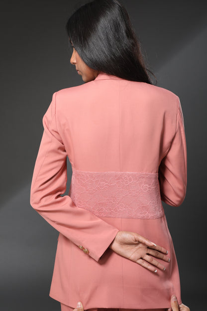 Burnt Coral Lace Blazer